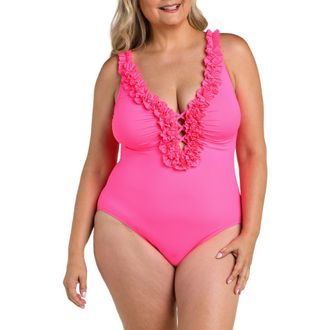 La Blanca Island Plunge One-Piece Swimsuit in Bright Pink at Nordstrom, Size 16W