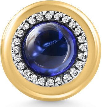 Pompeii3 7.62Ct Natural Tanzanite & Lab Grown Diamond Button Ring 14k Yellow Gold Size: 7