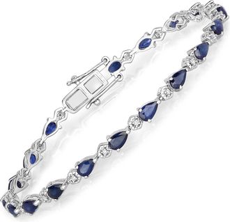 Diana M. Jewels Blue Sapphire Pears 5x3mm - 20Pcs + White Diamond F/C Round 1.10mm ( I1-I2/I color ) - 20Pcs ( Box Lock With Double Safety )