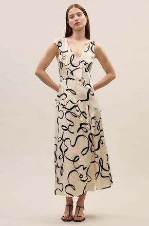 Rebecca Taylor Hollis Satin Ribbon Dress in Ribbon Print at Nordstrom, Size 10