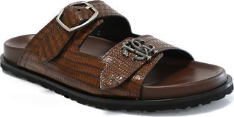 Roberto Cavalli Double Strap Slide Sandal in Cacao at Nordstrom, Size 12