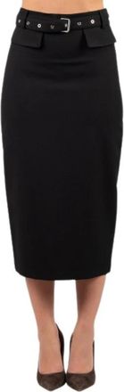 Pinko Gazania Rok met Riem Voorslit Midi - Dames - Kokerrokken - Zwart - S - Rokken