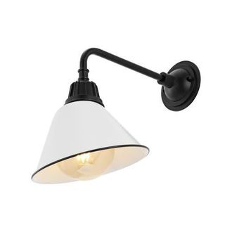 Jonathan Y Designs Croydon 1-Light Farmhouse Industrial Indoor/Outdoor Iron LED Gooseneck Arm Outdoor Sconce in White/black at Nordstrom
