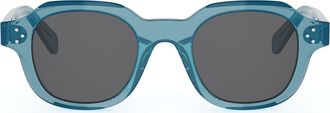 Celine 3 Dots 48mm Round Sunglasses in Shiny Light Blue /Blue at Nordstrom