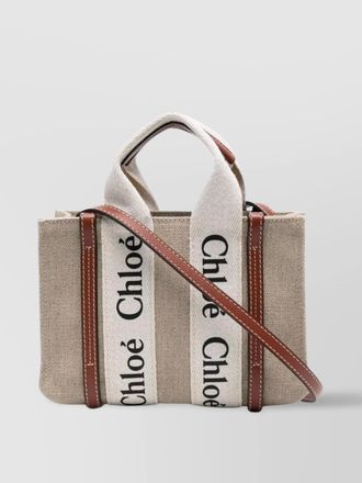 Chlo&eacute; woody mini linen tote bag