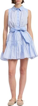 En Saison Christabel Stripe Cotton Fit & Flare Shirtdress in Light Blue White at Nordstrom, Size X-Small
