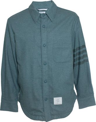 Thom Browne Steel blue cashmere and wool overshirt