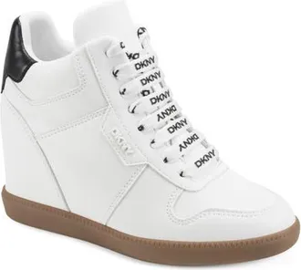 DKNY Sereina Hidden Wedge Sneaker in Wht/blk at Nordstrom, Size 7.5