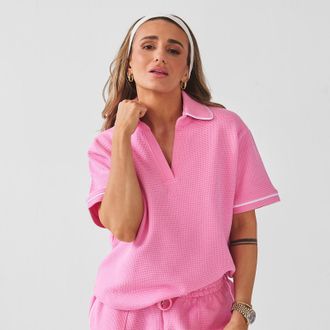 MyProtein Polo de textura gofre MP Womens X Tatiana - Rosa caramelo - S