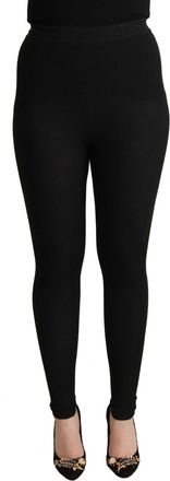 Dolce & Gabbana Womens Ribbed Knit Leggings - Black