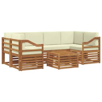 vidaXL Conjunto De Sof&aacute;s De Exterior Con Coj&iacute;n 7 Pcs Natural Y Crema Vidaxl