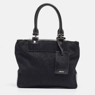 DKNY Dkny Allen Black Canvas And Leather Totes Bag