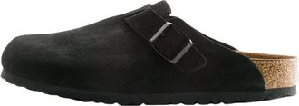 Birkenstock Boston Soft Footbed Suede Leather Sandals Black 0660471