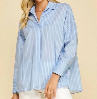 Pinch Design Stripe Long Sleeve Shirt In Blue