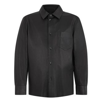 HUGO BOSS Leren Jas - Heren - Casual Overhemden - Zwart - S - Leer - Overhemden