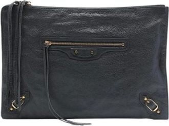 Balenciaga Pre-owned Vintage Clutch - Dames - Pre-owned - Grijs - Maat: ONE Size Leer