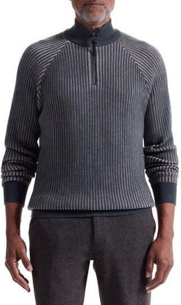 Bugatchi Merino Wool Quarter Zip Polo Sweater in Zinc at Nordstrom Rack, Size X-Large