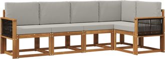 vidaXL Conjunto De Sof&aacute;s De Exterior 5 Uds. Natural Y Gris Claro Vidaxl