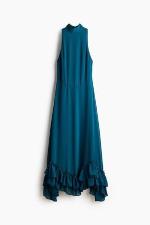 H&M Ruffled Maxi Dress in Dark Turquoise at Nordstrom, Size X-Small