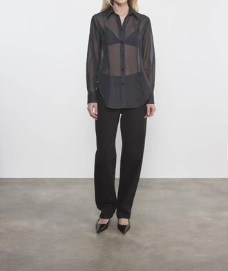 Enza Costa Cotton Organza Fitted Shirt In Black