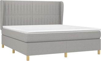 vidaXL Vidaxl - Cama Box Spring Con Colch&oacute;n Tela Gris Claro 160x200 Cm