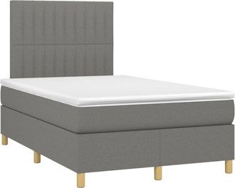 vidaXL Cama Box Spring Con Colch&oacute;n Y Led Tela Gris Oscuro 120x200 Cm Vidaxl