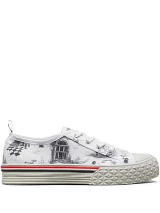 Thom Browne toile-print low-top sneakers - women - Cotton/Cotton/Rubber - 35 - White