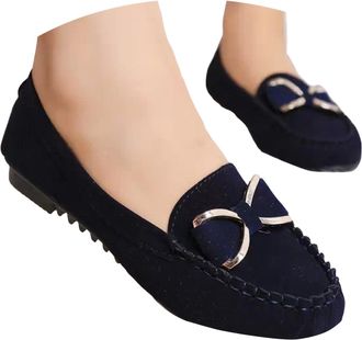 Generic Loafers Shoes for Women,Orthopedic Shoes for Women,Ladies Casual Slip On Leather Loafer Comfort Low Top Leather Lightweight Round Toe Business Work Lo