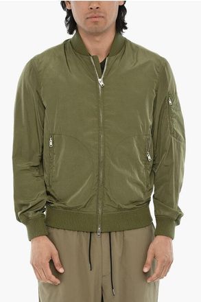 Woolrich Solid-Color Nylon Bomber Jacket with Sleeve Pocket size S
