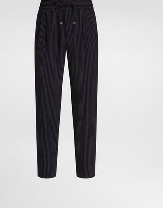 Dolce & Gabbana Pinstripe Wool Jogging Trousers - Man Pants And Shorts 48