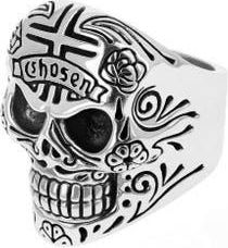 King Baby Studio Skull Ring with Chosen Cross Detail - 20th Anniversary Edition in Silver at Nordstrom, Size 11