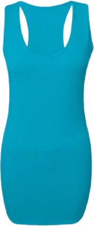 Generic Ladies Plain Long Bodycon Racer Back Muscle Vest Womens Sleeveless Maxi Gym Top (UK, Numeric, 14, Regular, Regular, Turquoise)