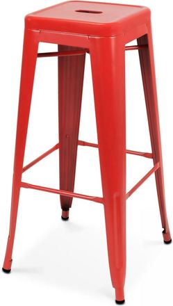 Oviala Taburete de bar de metal rojo mate