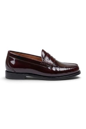 PAUL ANDREW heren penny loafers van bordeauxrood lakleer - Joseph