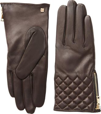 Bruno Magli Diamond Quilt Cashmere Lined Leather Gloves in Brown at Nordstrom Rack, Size X-Large