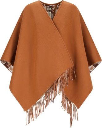 Fendi Poncho 130X130 Deco - Dames - Ponchos - Bruin - ONE Size - Wol - Jassen