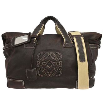 Loewe Anagram Bag Leather Brown Leather Handbag (Pre-Owned)