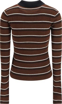Ganni Womens Striped Merino Polo Shirt Multicolour Wool Ovis Aries T-shirts And Polos