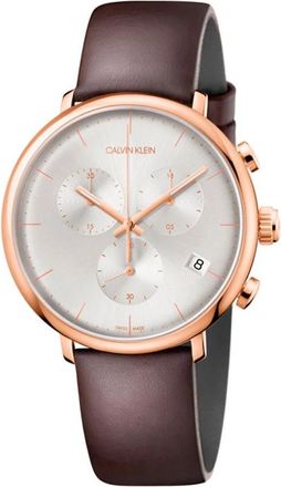 Calvin Klein High Noon Horloge - Dames - Horloges - Grijs - ONE Size - Leer - Accessoires