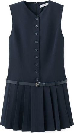 Mango Sleeveless Pleated Minidress in Navy at Nordstrom, Size 10