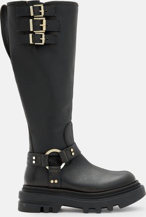AllSaints Jade Knee High Leather Biker Boots