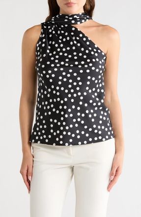Renee C Scarf Detail One Shoulder Top in Black at Nordstrom Rack, Size X-Large