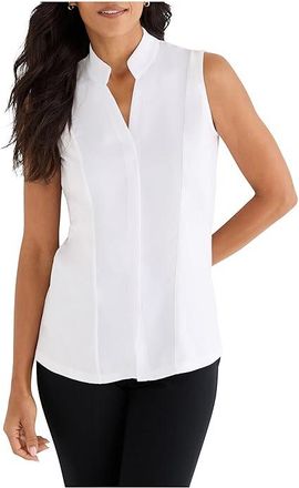 Nic+Zoe Mixed Media Collar Tank Top Womens Clothing Paper White : LG, Cotton/Rayon/Spandex