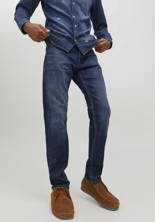 Jack & Jones Tapered-fit-Jeans JACK & JONES JJIMIKE JJORIGINAL CJ SN, Herren, Gr. 33, L&auml;nge 34, blau (blau denim), Denim/Jeans, Obermaterial: 95% Baumwolle, 4% Ela