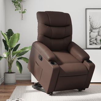 vidaXL Vidaxl - Sill&oacute;n Reclinable Elevable Cuero Sint&eacute;tico Marr&oacute;n