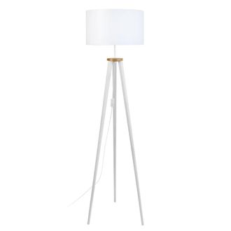 Tosel Lamp&aacute;ra de pie madera Alt.155cm blanco ;Pantalla: blanco o