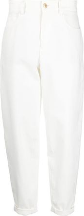 Brunello Cucinelli tapered tailored trousers - women - Polyamide/Elastane/Cotton/Polyester/Acetate - 44 - White