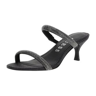 Guess Mule met hak en kristallen versiering - Dames - Schoenen - Zwart - Maat: 39 EU Zijde