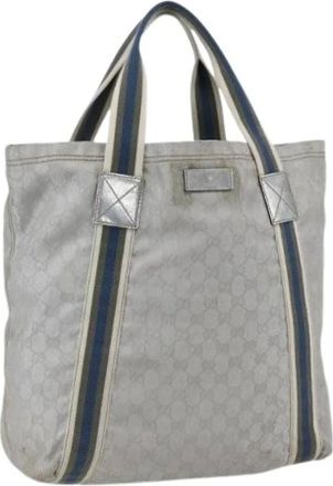 Gucci Pre-owned Tote Bags, female, Gray, Size: ONE SIZE Pre-owned Vintage Canvas Tote Bag