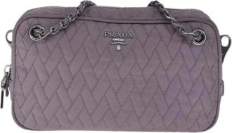 Prada Pre-owned Cross Body Bags, female, Purple, Size: ONE SIZE Pre-owned Nylon Cross Body Bag